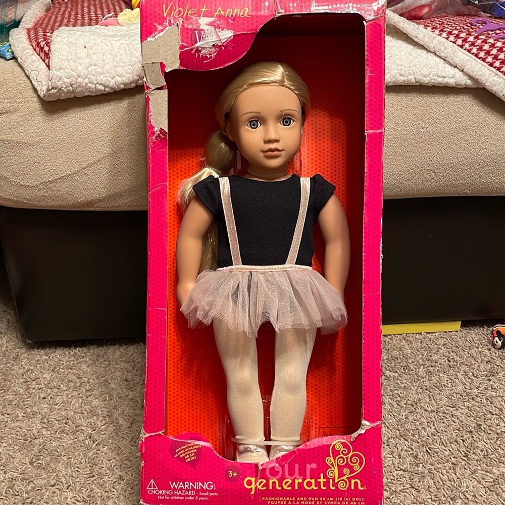 Our Generation 18 inch doll Violet Anna-Ballet shoes, tutu, tights& leotard.